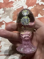 Fenton Glass Gold Gilt Egg Limited Edition NUMBERED Hand Painted Topiary Pink