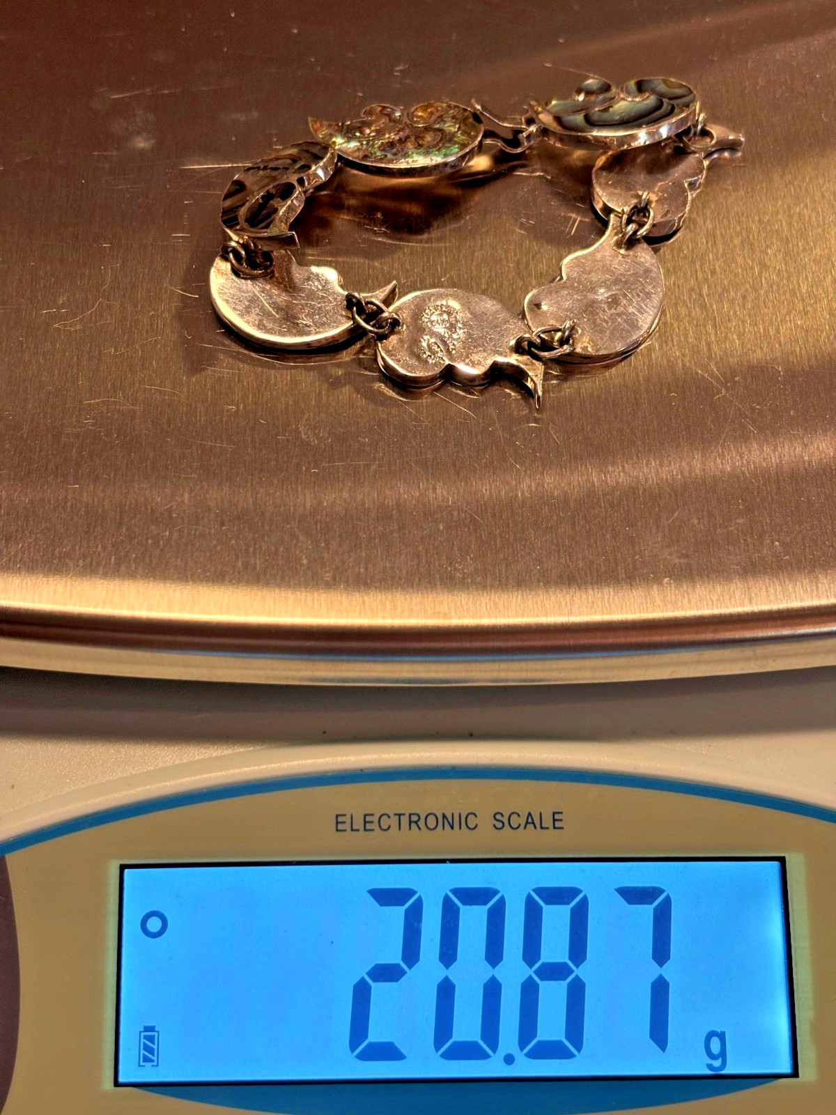 UNIQUE 925 Sterling Silver Abalone Shell Bracelet… - image 6