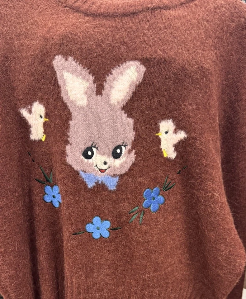 Suéter Zara Harry Lambert Intarsia Bunny Rabbit Unisex Talla M Preppy Caprichoso Foto 4 de 4