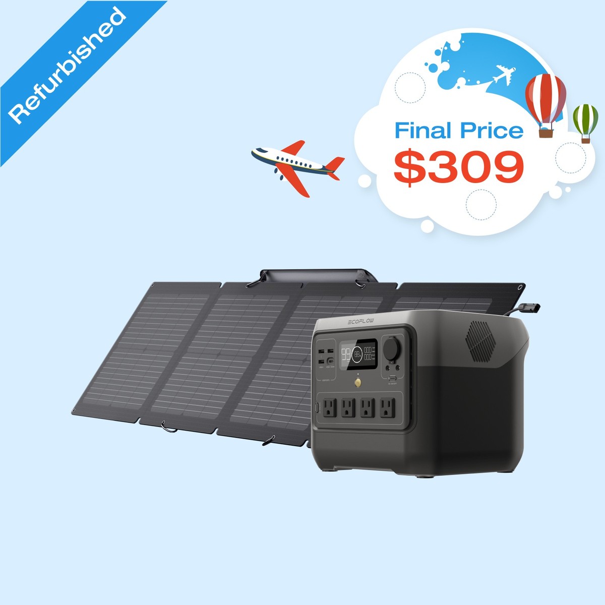 EcoFlow Solar Generator RIVER 2 Pro 768Wh+110W Solar Panel