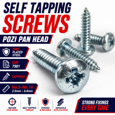 Image of Self Tapping Screws Pozi Pan Head Zinc Plated Steel Tappers No.3-No.14 DIN 7981