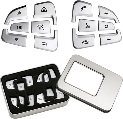 12Pcs Car Steering Wheel Button Sticker Trim Replacement for Mercedes Benz C V G