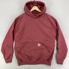 Carhartt Midweight Fleece Hoodie Mens Medium Rust Red Loose-Fit Logo Graphic