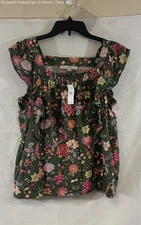 Loft Women's NWT Green Floral Smocked Off The Shoulder Top Blouse Size L