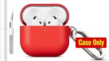 Full Grain Leather Case for AirPods 4th Generation - Stylish Red Design
