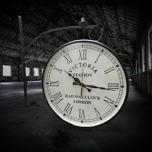 Double Sided Black Station Wall Clock Antique Style Home Christmas Decor Gift - Picture 1 of 10