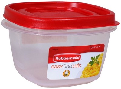 Rubbermaid 7J60 Easy Find Lid Square 2-Cup Food Storage (Pack of 8 2 Cup, Red 