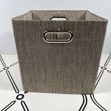 Fabric Storage Bin Cube Basket Gray Handles Foldable Home Shelf Organizer