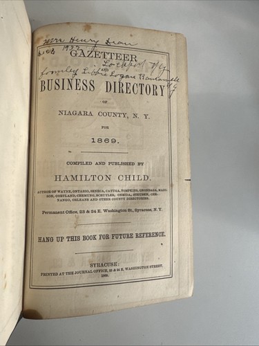 1869 Niagara County, New York Directory - Local History - Antique Rare - Picture 5 of 15