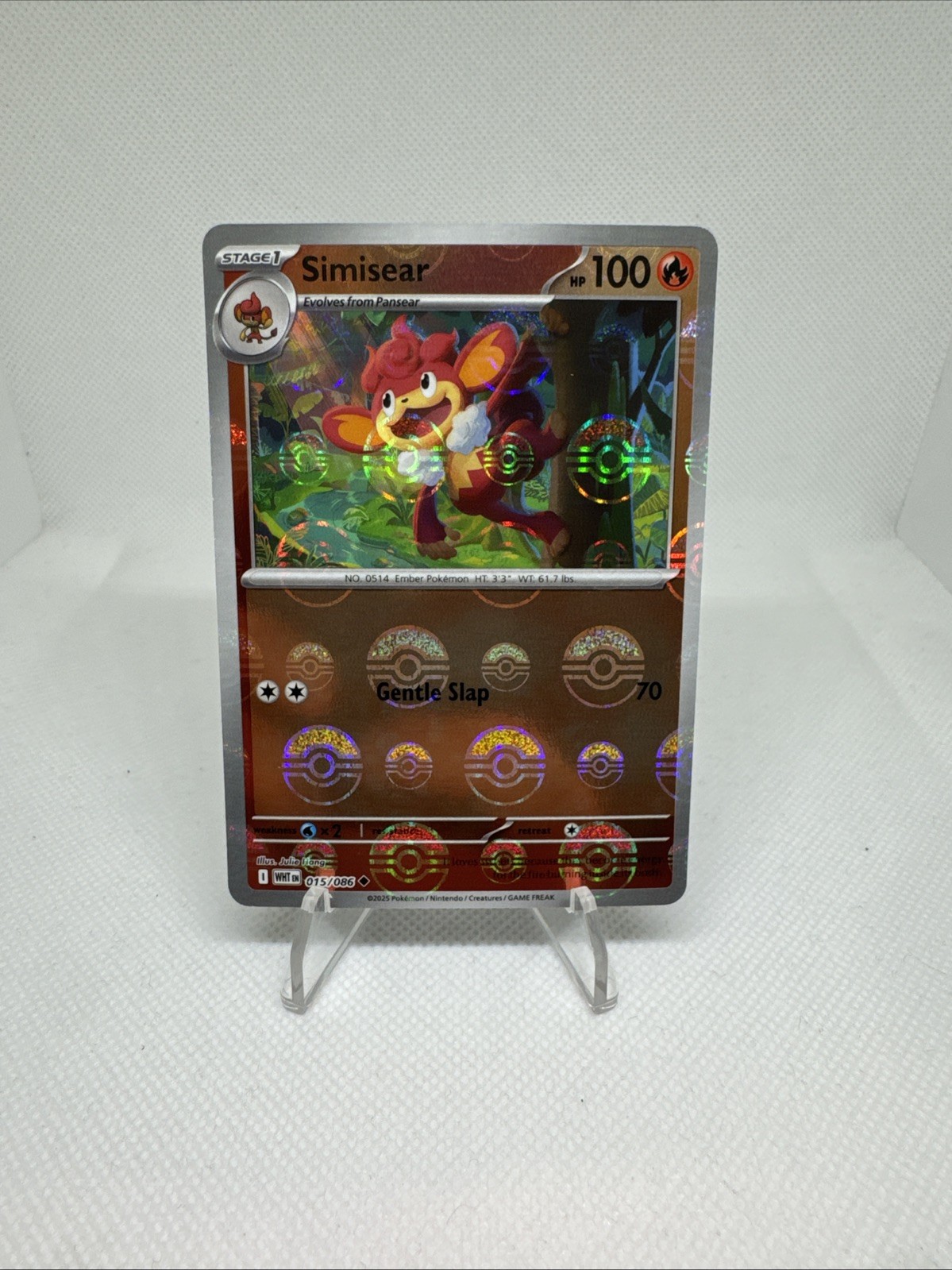Simisear (Poke Ball Pattern) Holofoil 015/086 Uncommon SV: White Flare Near Mint