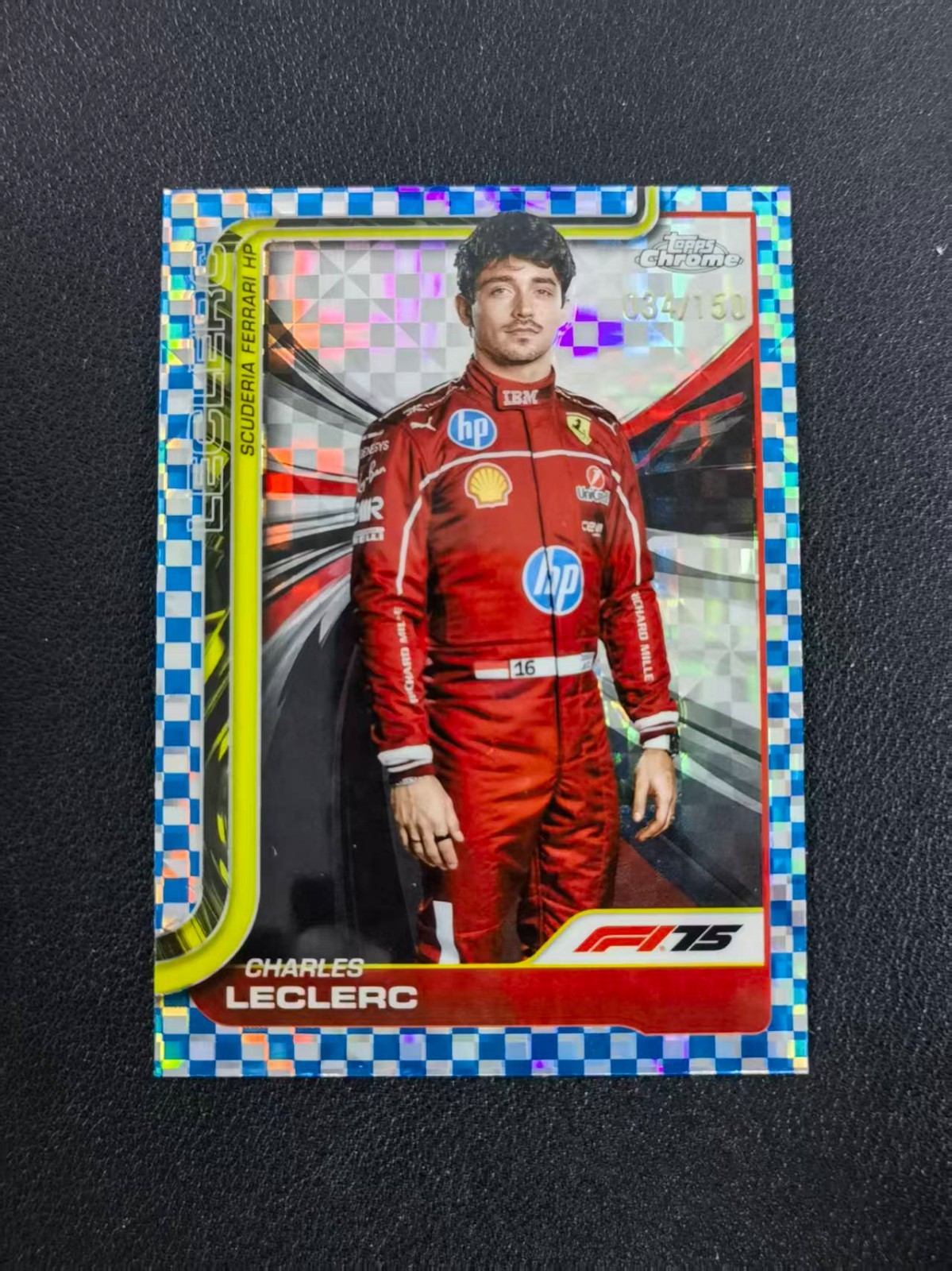 2025 Topps Chrome Formula 1 F1 Charles Leclerc Blue Checker Flag 34/150 #3 MOMO
