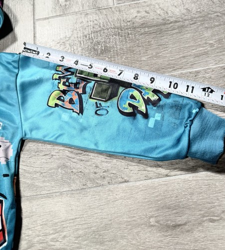 Minecraft Creeper Kids Hoodie size 6 Pullover Fleece Lining Turquoise Graffiti - Picture 5 of 6