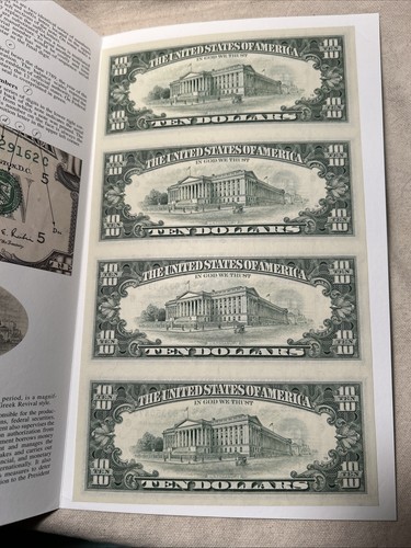 UNCUT New SHEET OF FOUR TEN DOLLAR BILLS SERIES 1995 RESERVE NOTE STAR - Picture 2 of 3