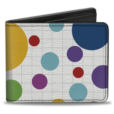 Bi-Fold Wallet Dots/Grid3 White/Gray/Multi Color (US IMPORT)