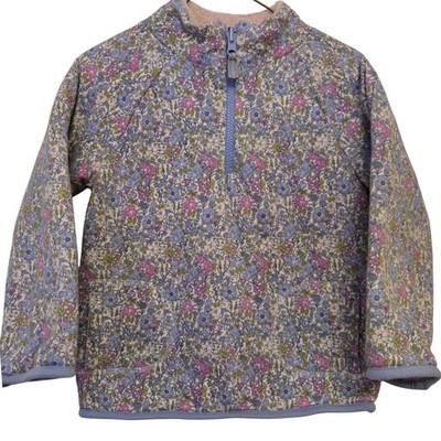 Next Kids Reversible Floral Fleece Quarter Zip Pullover Jacket Pink Blue 4-5Y