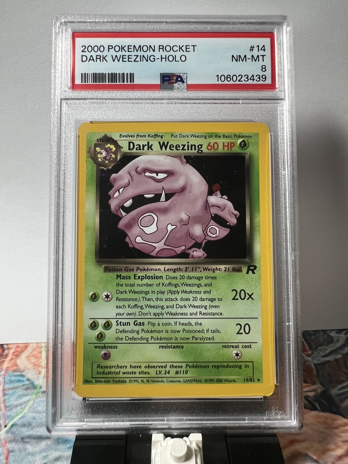 Pokémon TCG Team Rocket Dark Weezing #14/82 Holo Rare PSA 8 NM-MT