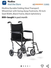 Lightweight Steel Wheelchair Fixed Full Arms 19" Seat