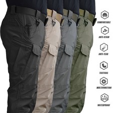 Mens Cargo Pants Tactical Waterproof Work Outdoor Hiking Combat Trousers US