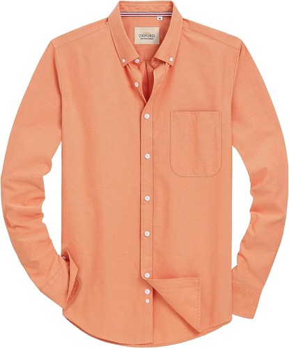 Men's Oxford Button-Down Long Sleeve Work Casual Shirt with Pocket - Picture 19 of 241