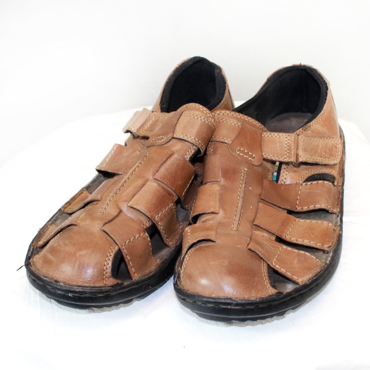 Clarks Men\'s Fisherman Sandals Tan Leather Hook & Loop Comfort Size 10M 78031 Amazon.com | Clarks Men main image 4