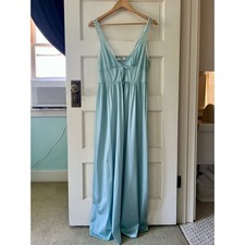 Vintage Front Tie Maxi Nightgown, Baby Blue, Sz Medium
