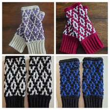 Made to order Women's Handmade Crochet Mosaic Diamond Fingerless Gloves