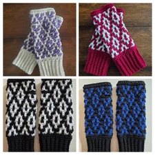 Made to order Women's Handmade Crochet Mosaic Diamond Fingerless Gloves