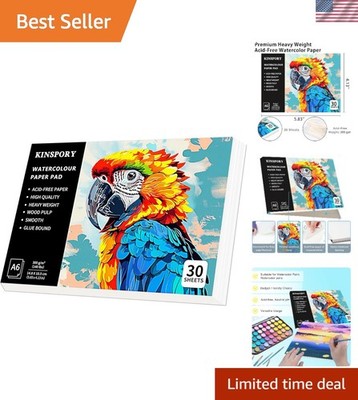 Aquarellpapier A6 mit 30 Blatt - 300gsm Aquarellblock, kaltgepresstes Textur-...