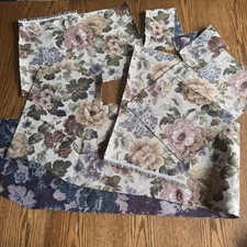 Pieces Of Tapestry Fabric Material Crafts Scraps Floral Earth Tones Cottage