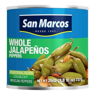 San Marcos Whole Jalapeno Peppers, 26 Ounce 1.62 Pound (Pack of 1), Jalapenos