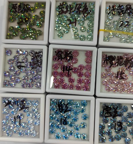 0.5-3ct Pink Yellow Blue 5pcs 10pcs VS1 Round Cut Excellent Moissanite with GRA - Picture 9 of 35