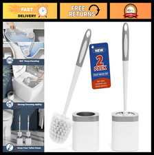 Toilet Brush Holder Set - 2 Pack, Space Saving Design, Easy Clean, White