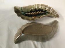 VTG RED WING Pottery MCM ASHTRAY Leaf Shape # 828 2-Tone Green Glaze Made In USA