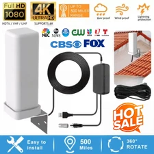 USA Outdoor TV Antenna Digital HDTV 4K Amplified Long Range 360° UHF VHF