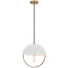 Robert Abbey Mavisten Edition Copernica 1Lt Pendant, Brass/White - 602WHT