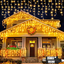 Warm White Christmas Lights Outdoor, 66Ft 640 LED Icicle Lights for outside Hous