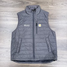 Carhartt Gilliam Vest Large Black Quilted Rain Defender Insulated Utility Logo