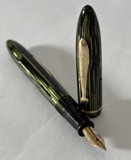 Vintage Shaeffer Craftsman 350 Fountain Pen 14K #3 Nib Lever Fill Green Stripe
