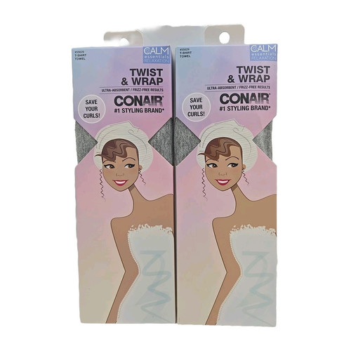 Menge 2 Brandneu Conair Twist & Wickeltücher Grau Farbe
