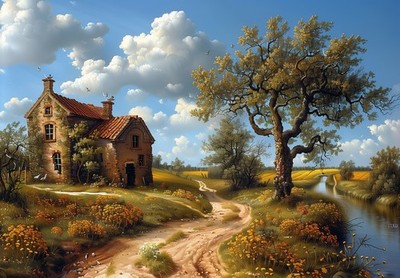 8x10 Art Print Field House - 31396764