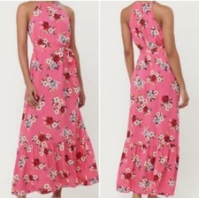 NWT Loft Size Medium Zinnia Pink Floral Halter Maxi Dress