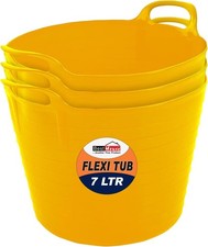 BH | 7L Small Flexi Tub with Handles | Yellow Plastic Garden Tubs - Pack of 3