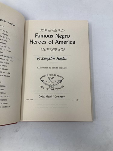 Famous Negro Heroes of America by Langston Hughes First 1st Edition VG HC 1958 - Picture 4 of 8