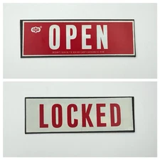 NEW Open / Locked Magnetic Sign Magnet 6” x 2” White Red Rectangle Double Sided