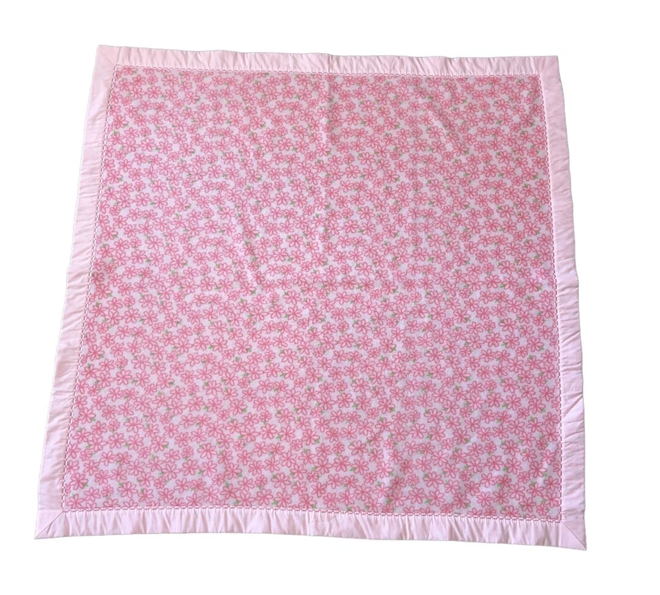 "Manta bebé rosa flores floral polar seguridad amorosa suave costuras únicas 41""" Foto 2 de 4