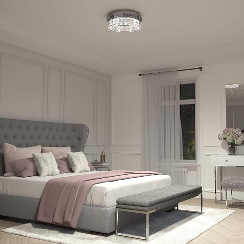 Celebrity 13.8in.Chrome Crystal Integrated LED Semi Flush Mount Ceiling Light - Picture 9 of 10