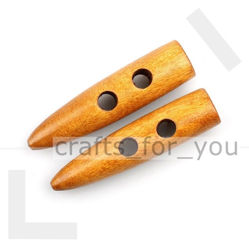 10Pcs Wood Horn Button Toggles 30mm 40mm 50mm 60mm For Clothing Sewing Craft DIY - Picture 15 of 24