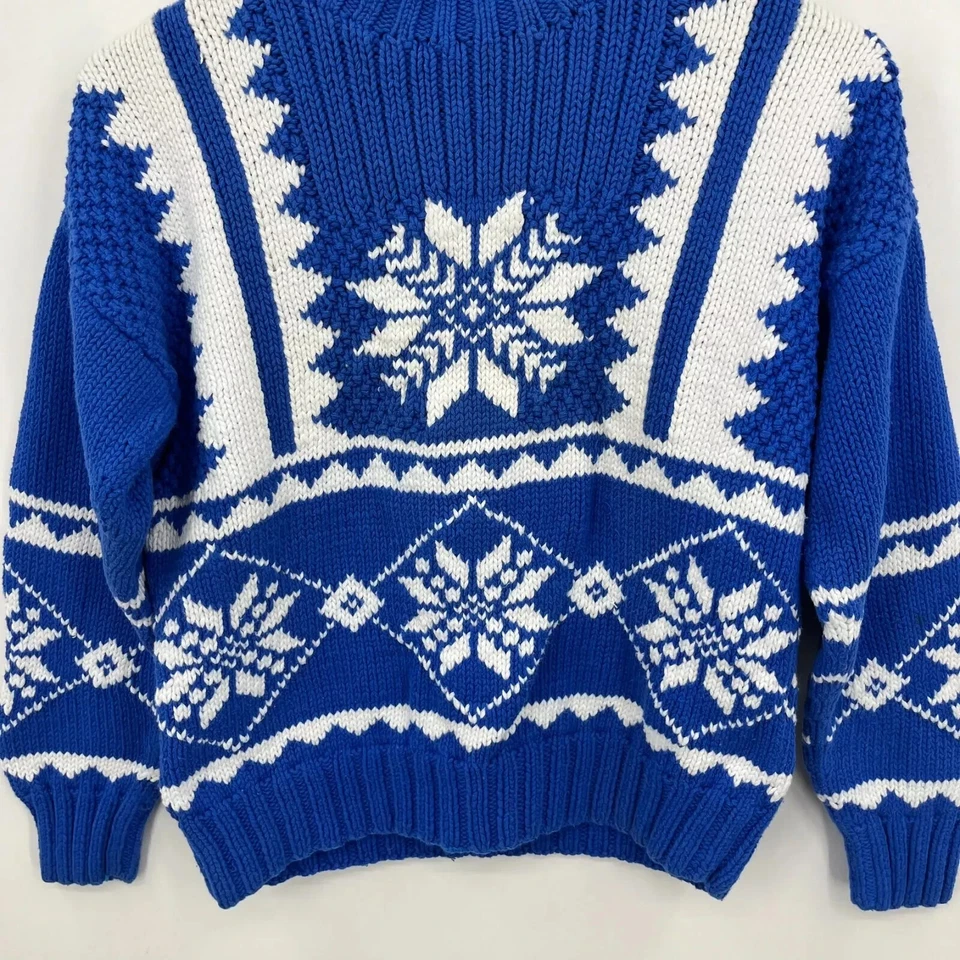 Suéter Deportivo Obermeyer Para Mujer S Azul Grueso Tejido Invierno Estampado Cuello Simulado De Colección Foto 3 de 4