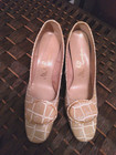 WOMENS VINTAGE MR. EASTON BEIGE WHITE CROC PRINT PUMPS SIZE 5.5 AA ACCENTED — photo 3