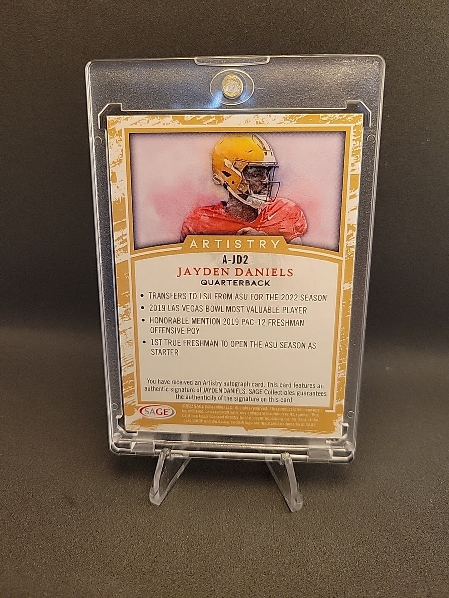 実使用サイン入り 2022/23 ハダースフィールド 22番 ジャック・ルドニ 2022 Sage Artistry #A-JD2 Jayden Daniels Auto - LSU Tigers